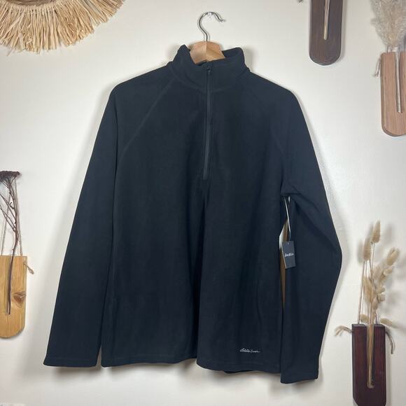 NWT Black Eddie Bauer Sz Lrg Womens Quest Fleece 1/4 Zip Fleece Sweater - Picture 2 of 5